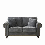2 Seater Sofa With Rolled Arms, Tufted Upholstered Couch - Furniture Home Direct