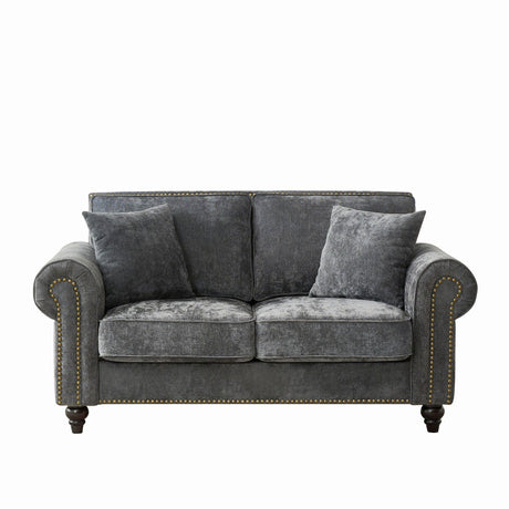 2 Seater Sofa With Rolled Arms, Tufted Upholstered Couch - Furniture Home Direct