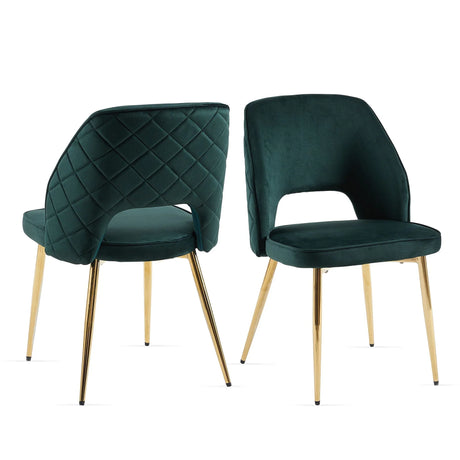 Velvet Dining Chairs With Metal Legs And Hollow Back Upholstered Dining Chairs - Furniture Home Direct