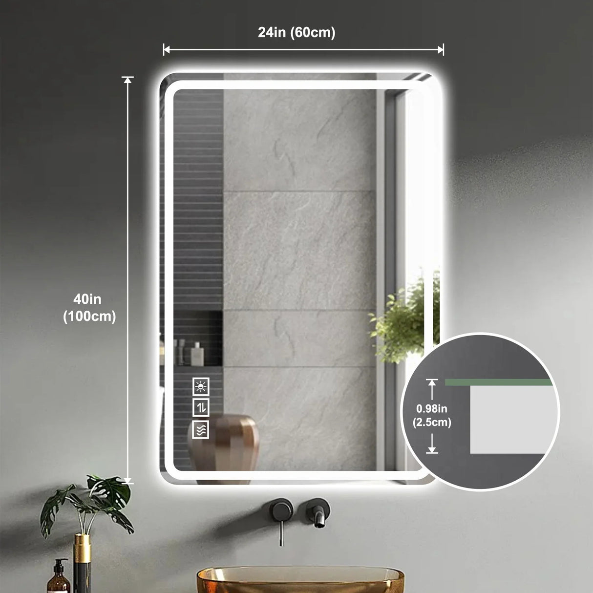 LED Bathroom Mirror, Anti Explosion Glass, Rust Resistant, Anti Fog, Tri Color - Furniture Home Direct