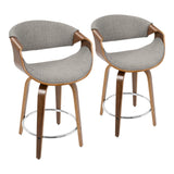 Curvini - Mid-Century Modern Fixed Height Counter Stool With Swivel (Set of 2) - Gray - Furniture Home Direct
