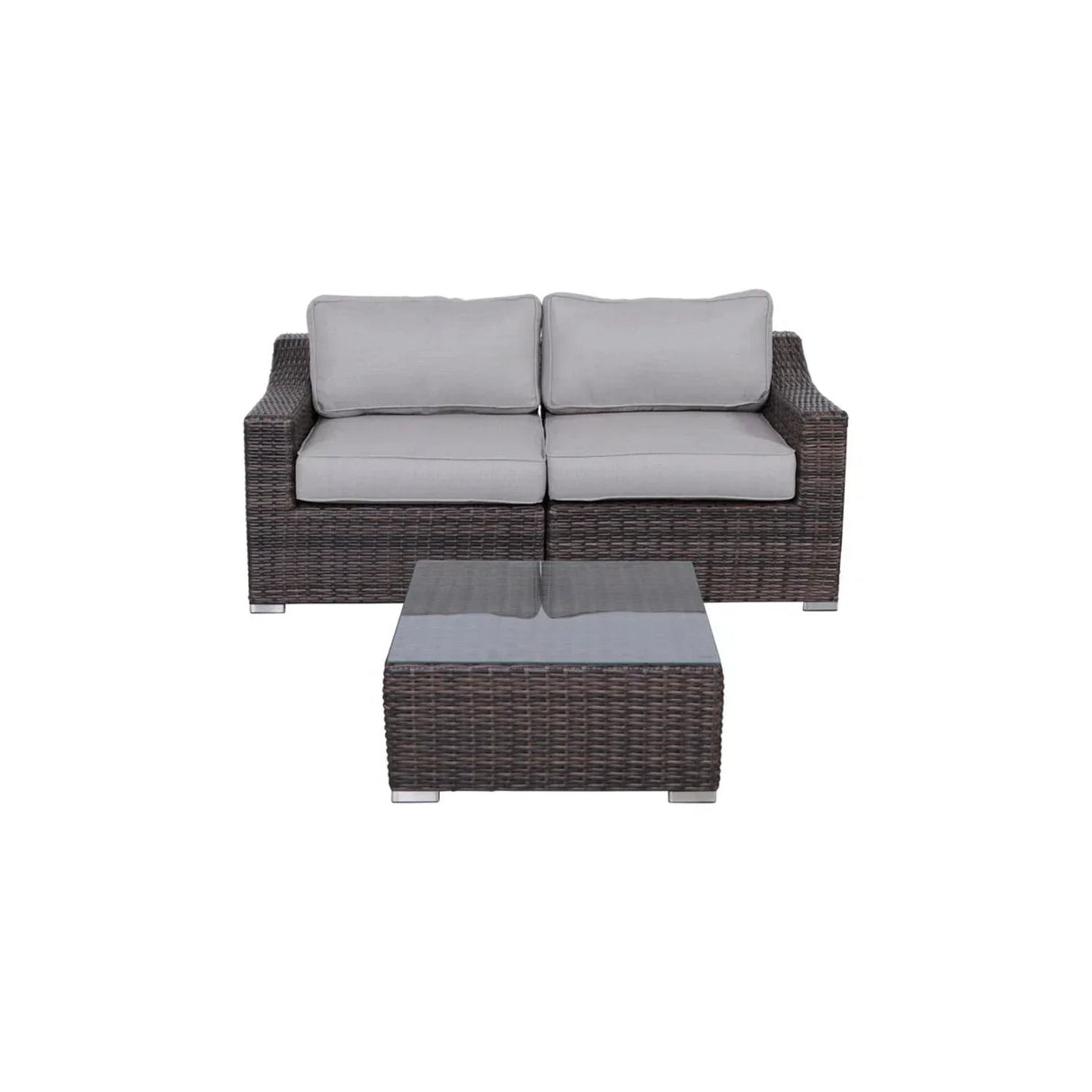 Outdoor Wicker Conversation Set With Cushions, All Weather - Furniture Home Direct