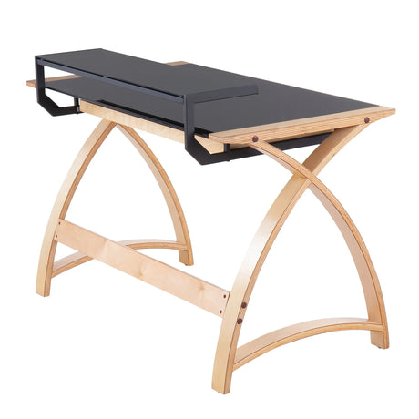 Bentley - Mid-Century Modern Office Desk - Natural / Black - Furniture Home Direct