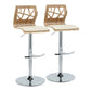 Folia - Mid Century Modern Adjustable Barstool With Swivel With Rounded T Footrest (Set of 2) - Furniture Home Direct