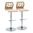 Folia - Mid Century Modern Adjustable Barstool With Swivel With Rounded T Footrest (Set of 2) - Furniture Home Direct