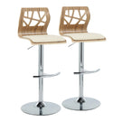 Folia - Mid Century Modern Adjustable Barstool With Swivel With Rounded T Footrest (Set of 2) - Furniture Home Direct