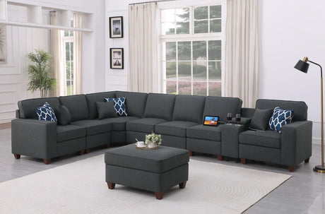 Hannah - Sectional Sofa With Ottoman - Dark Gray - Furniture Home Direct