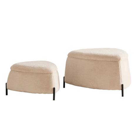 Upholstered Storage Ottoman Set With Reversible Lid - Furniture Home Direct