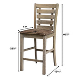 Dining Counter Height Chairs Modern Farmhouse Rustic Look Distressed Design Ladderback Solid Wood (Set of 2) - Grayish Brown - Furniture Home Direct