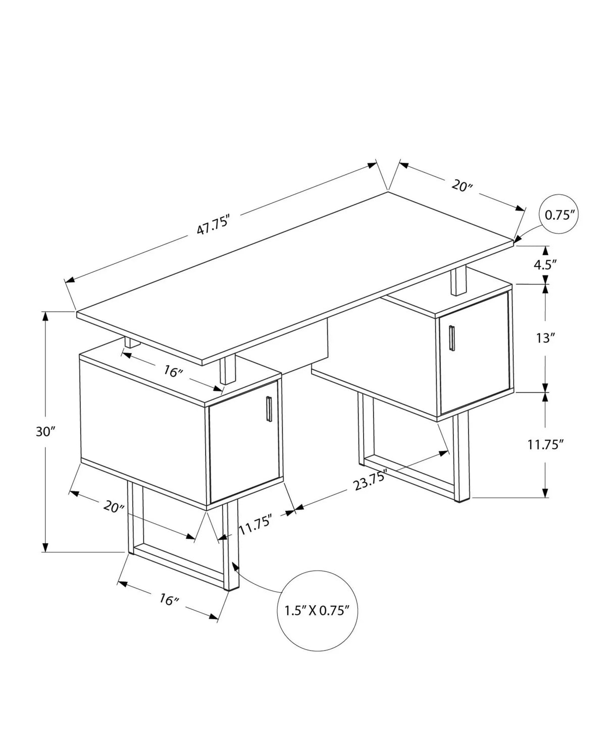 Computer Desk, Home Office, Laptop, Storage, Work, Contemporary, Modern - Furniture Home Direct