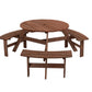 6 Person Circular Outdoor Wooden Picnic Table For Patio, Backyard, Garden, Diy With 3 Built-In Benches, 1720Lb Capacity - Furniture Home Direct
