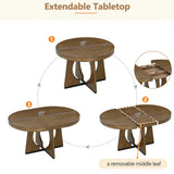 Dining Set Round Table With Four Upholstered Chairs Walnut - Furniture Home Direct