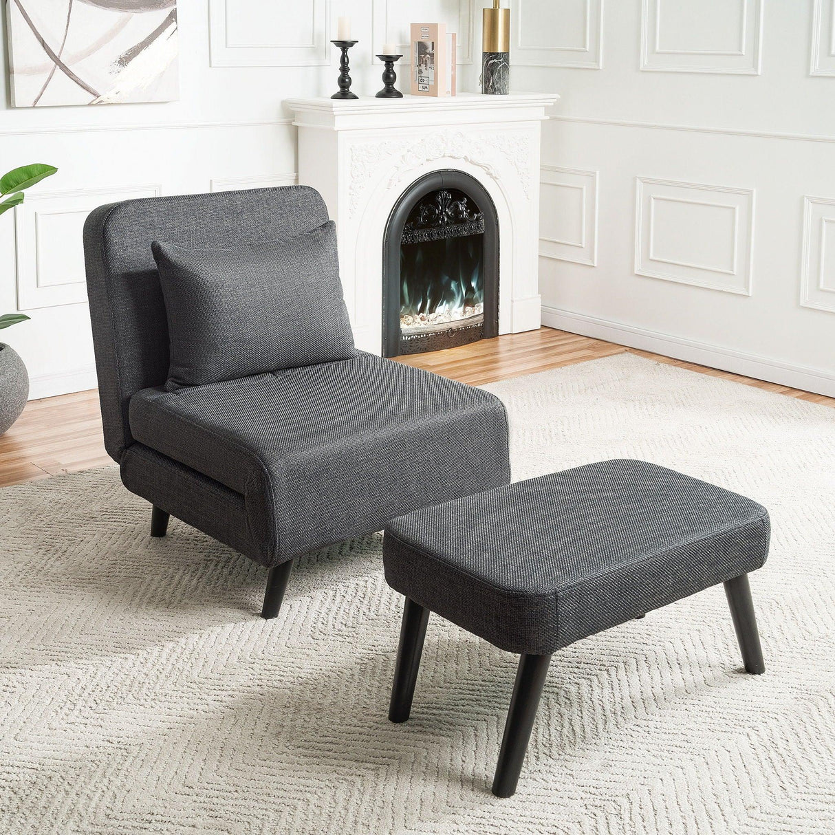 3 In 1 Foldable Linen Chaise Lounge With Adjustable Backrest - Furniture Home Direct