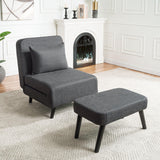 3 In 1 Foldable Linen Chaise Lounge With Adjustable Backrest - Furniture Home Direct