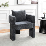 Modern 3 Leg Chenille Accent Chair With Ergonomic Arms & Removable Pillow - Furniture Home Direct