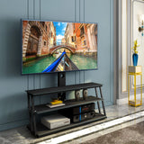 Multi-Function Angle And Height Adjustable Tempered Glass TV Stand - Black - Furniture Home Direct