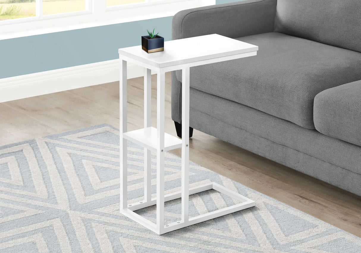 Accent Table, C - Shaped, Marble Look Contemporary & Modern Convenient Design - Furniture Home Direct