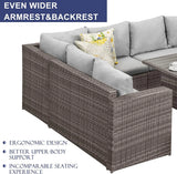7-Piece Rattan Outdoor Sectional Set With Grey cushions - Furniture Home Direct