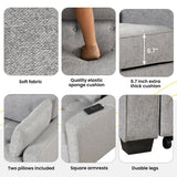 66.5" Upholstered Loveseat With Pull Out Bed, Two Throw Pillows, Dual USB Charging Port and Adjustable Backrest - Light Gray - Furniture Home Direct