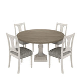 Tannen - Round 5 Piece Dining Table (Set of 5) - White And Gray - Furniture Home Direct