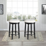 360° Swivel Wooden Barstools With Upholstered Seat, Counter Height (Set of 2) - Furniture Home Direct