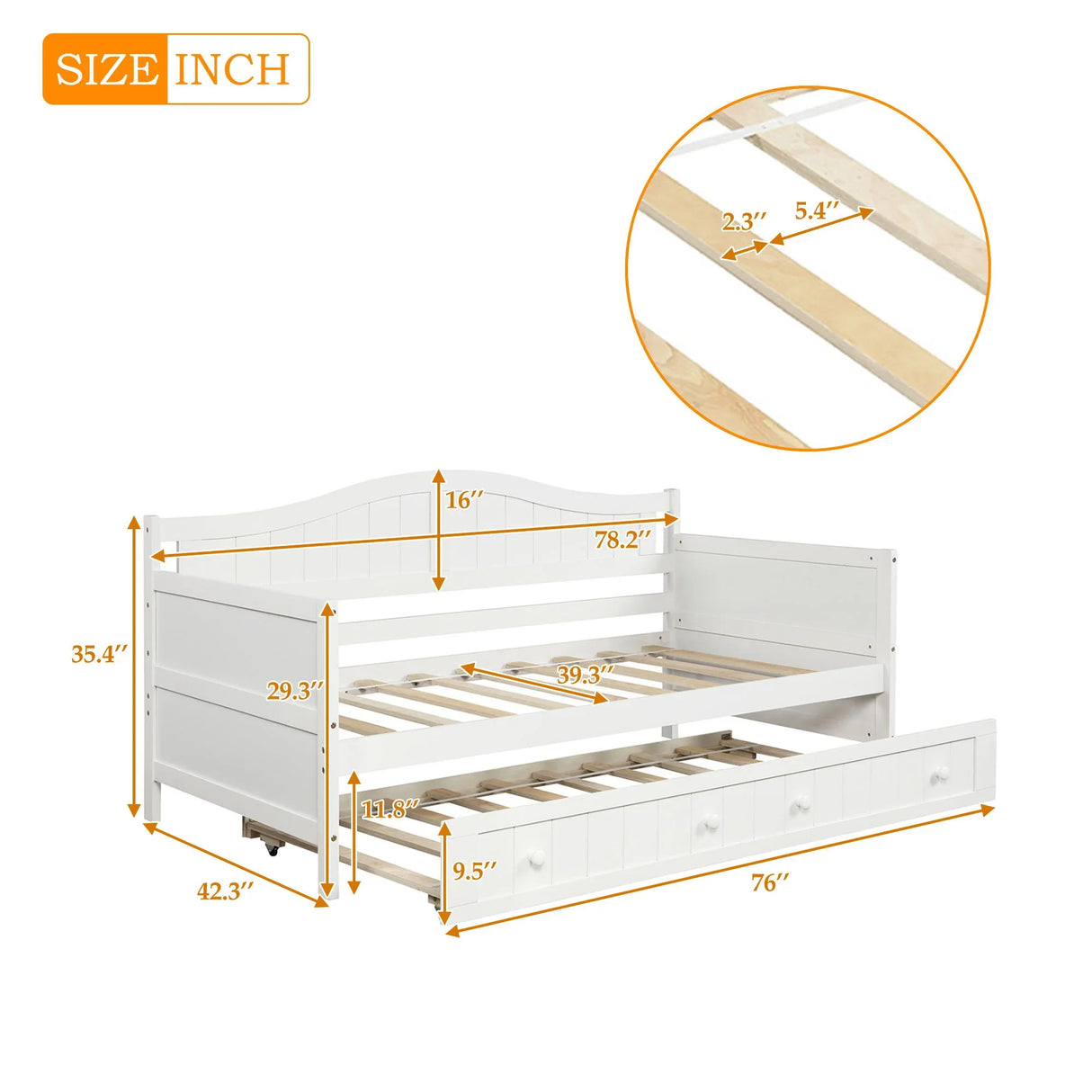 Wooden Daybed, Sofa Bed, No Box Spring Needed - Furniture Home Direct
