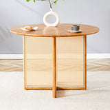 Round Dining Table Solid Wood Countryside Retro Natural - Furniture Home Direct