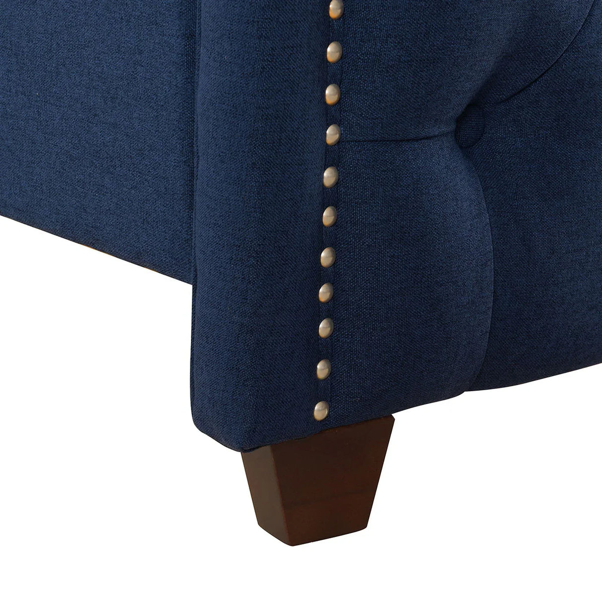 Marcella - King Upholstered Shelter Headboard Bed Set - Dark Sapphire Blue - Furniture Home Direct