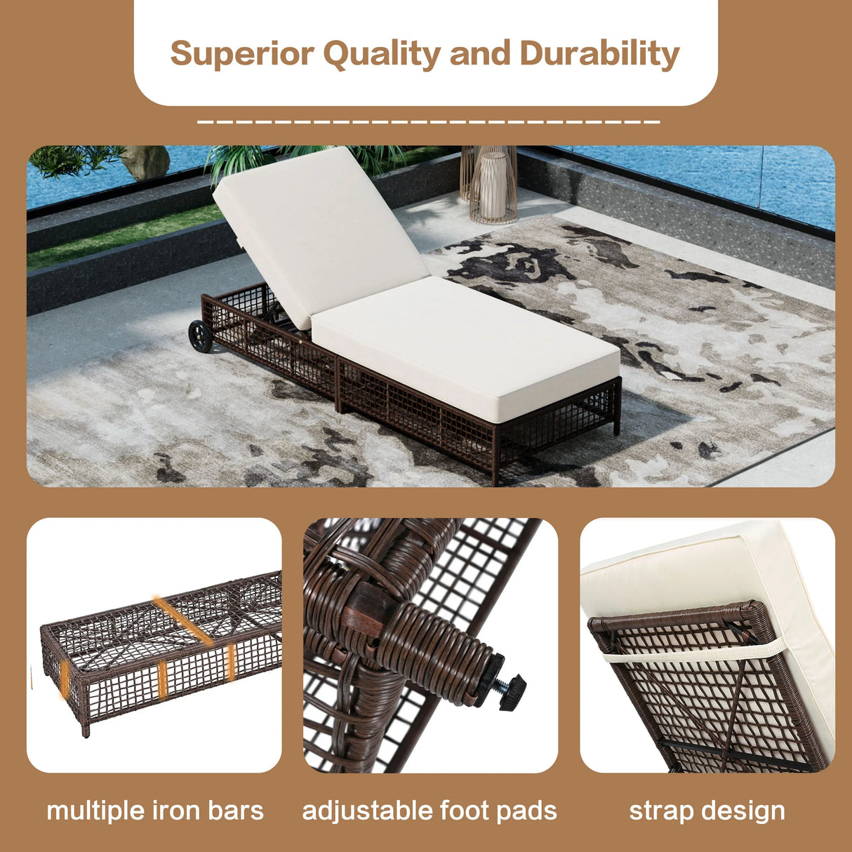 Outdoor Lounge Chair - Beige - Furniture Home Direct