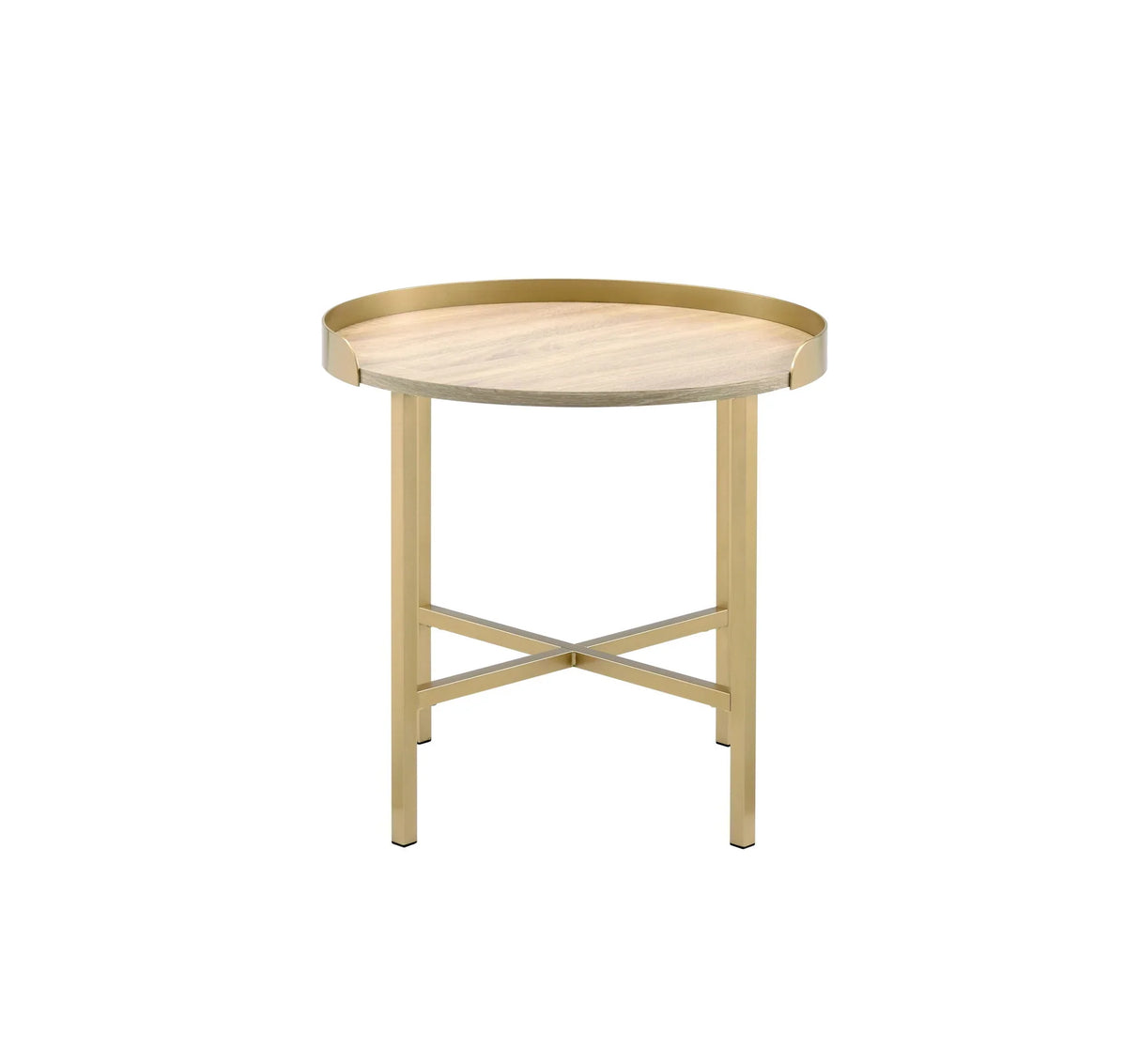 Mithea - End Table - Oak / Gold - Furniture Home Direct