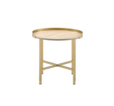 Mithea - End Table - Oak / Gold - Furniture Home Direct