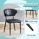 Dining Chairs Set Of 4 Modern PU Leather Metal Legs Black - Furniture Home Direct