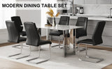 Dining Set Marble Table With Black Upholstered Chairs White - Furniture Home Direct