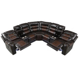 Sectional Sofa with Manual Recline LED Lights Black Brown - Furniture Home Direct