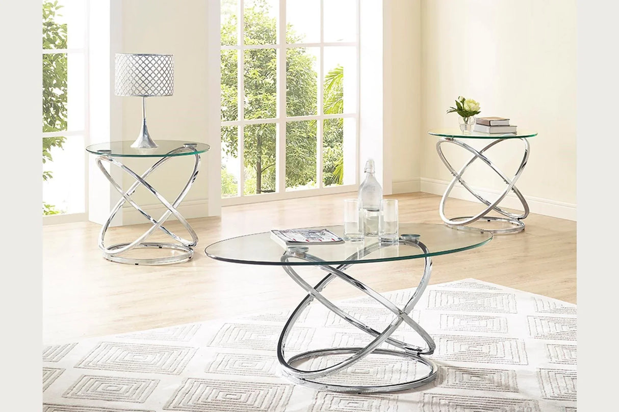 Modern Contemporary Cocktail Table Set - Chrome - Furniture Home Direct