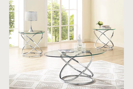 Modern Contemporary Cocktail Table Set - Chrome - Furniture Home Direct