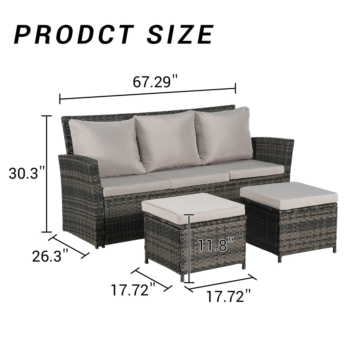 3 Piece Outdoor Wicker Set - Furniture Home Direct