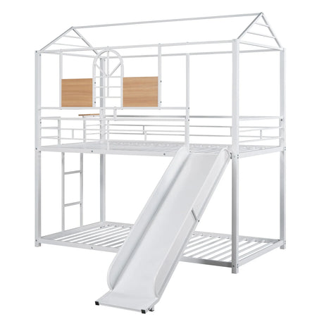 Metal Bunk Bed, Metal Housebed With Slide - Furniture Home Direct