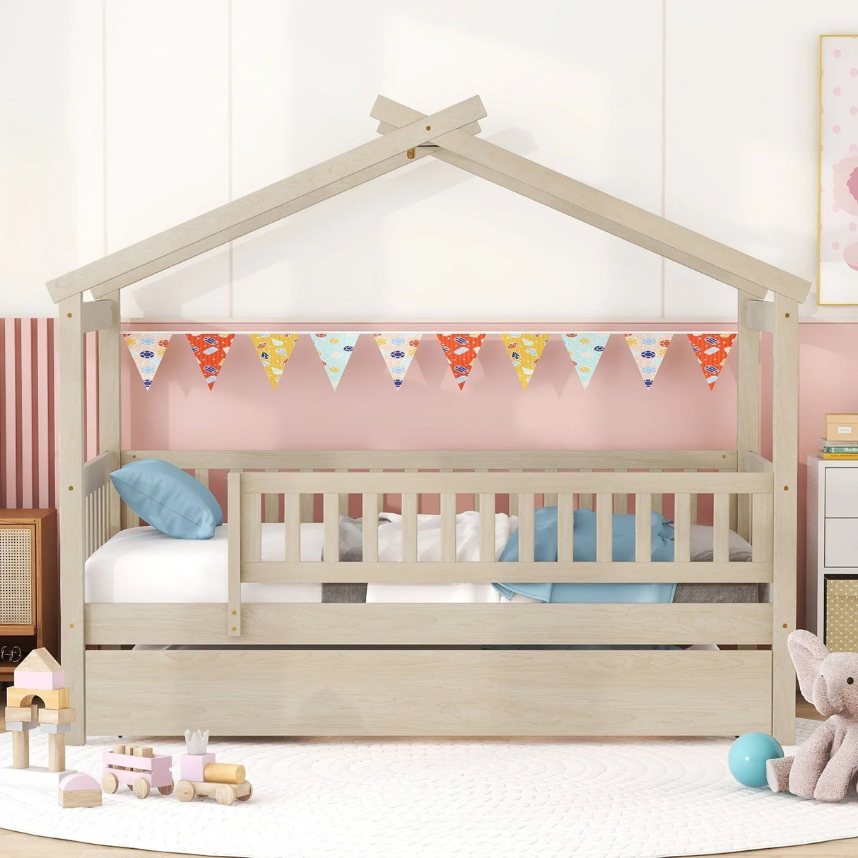 Creativity House Bed With Twin Size Trundle - Furniture Home Direct
