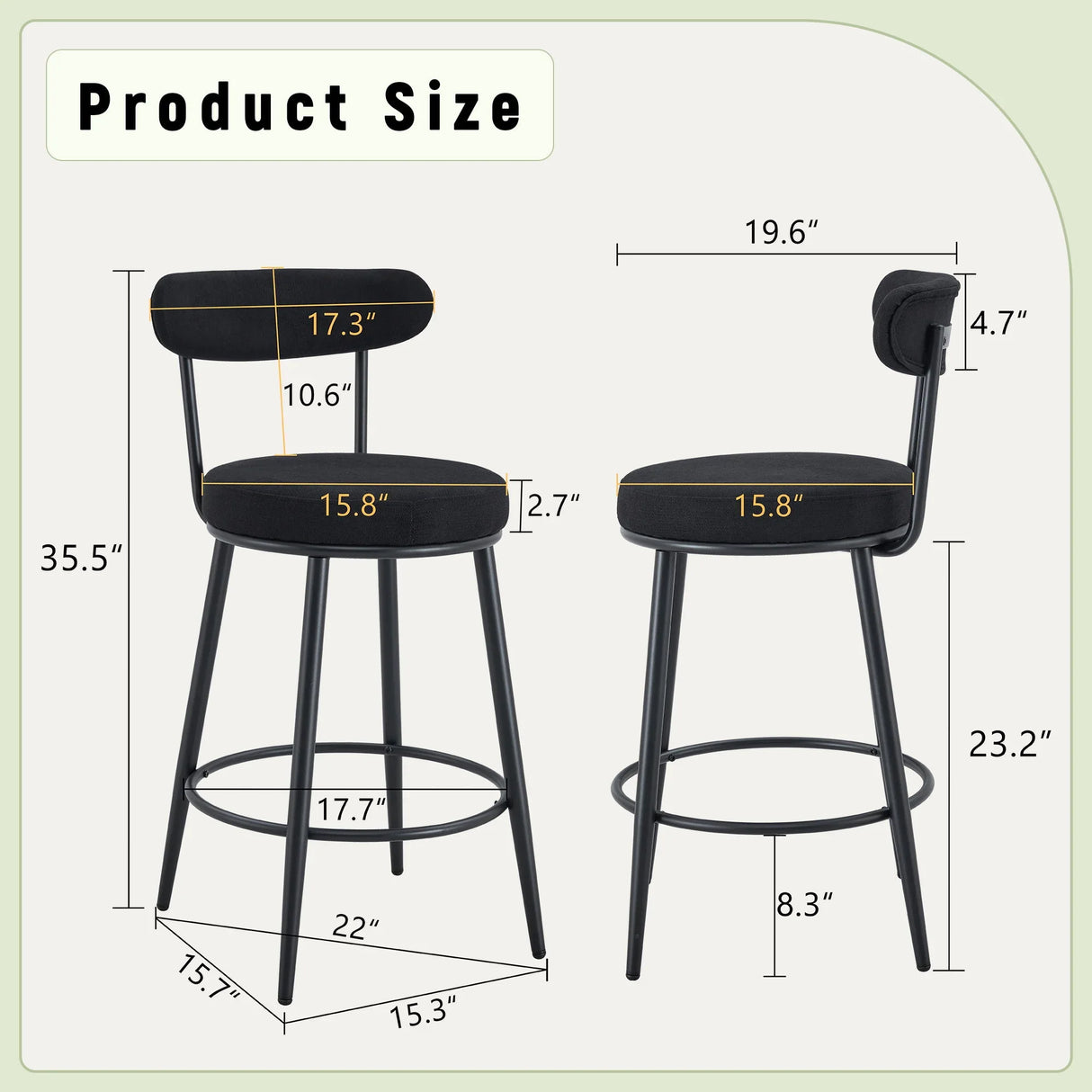 Fashionable Ergonomic High Legged Bar Chairs (Set of 2) - Furniture Home Direct