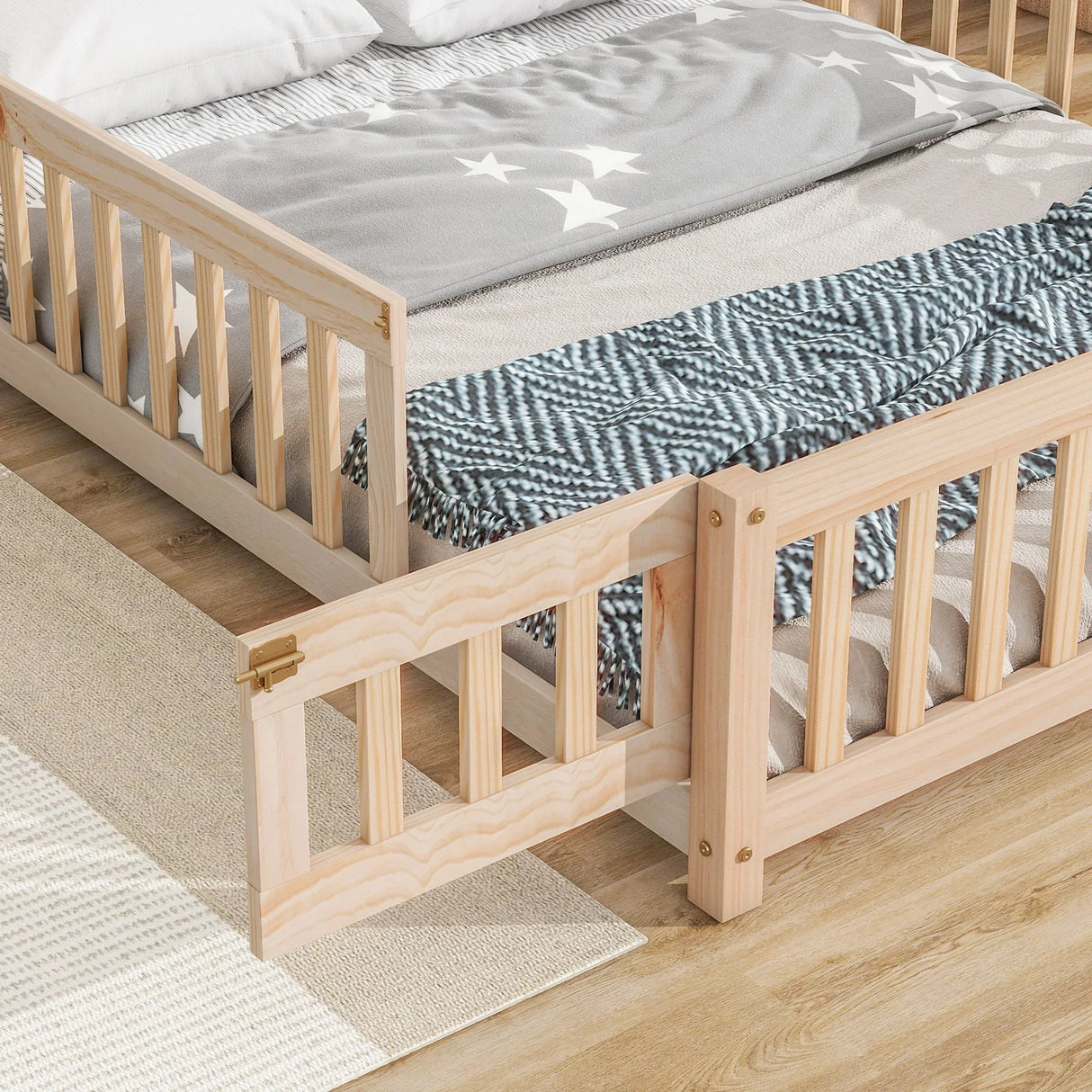 House-Shaped Headboard Floor Bed With Fence - Furniture Home Direct