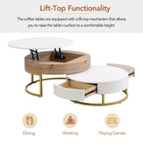 Nesting Coffee Tables Lift Top With 2 Drawers White Natural - Furniture Home Direct