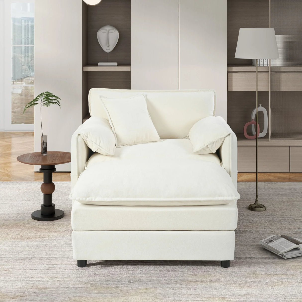 Oversized Chair With Movable Ottoman, Soft Upholstered Lounge Chair - Furniture Home Direct