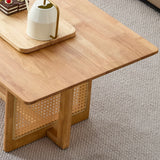 Coffee Table Solid Wood With Woven Rattan Panels Natural - Furniture Home Direct