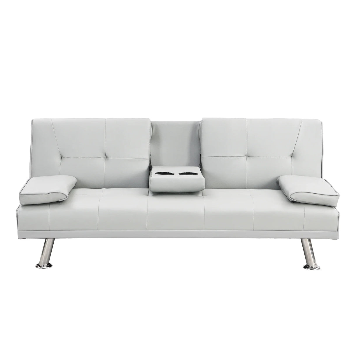 Sleeper Sofa with Armrest and Two Cup Holders - White - Furniture Home Direct