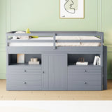 Loft Bed With 4 Drawers, Underneath Cabinet And Shelves - Furniture Home Direct
