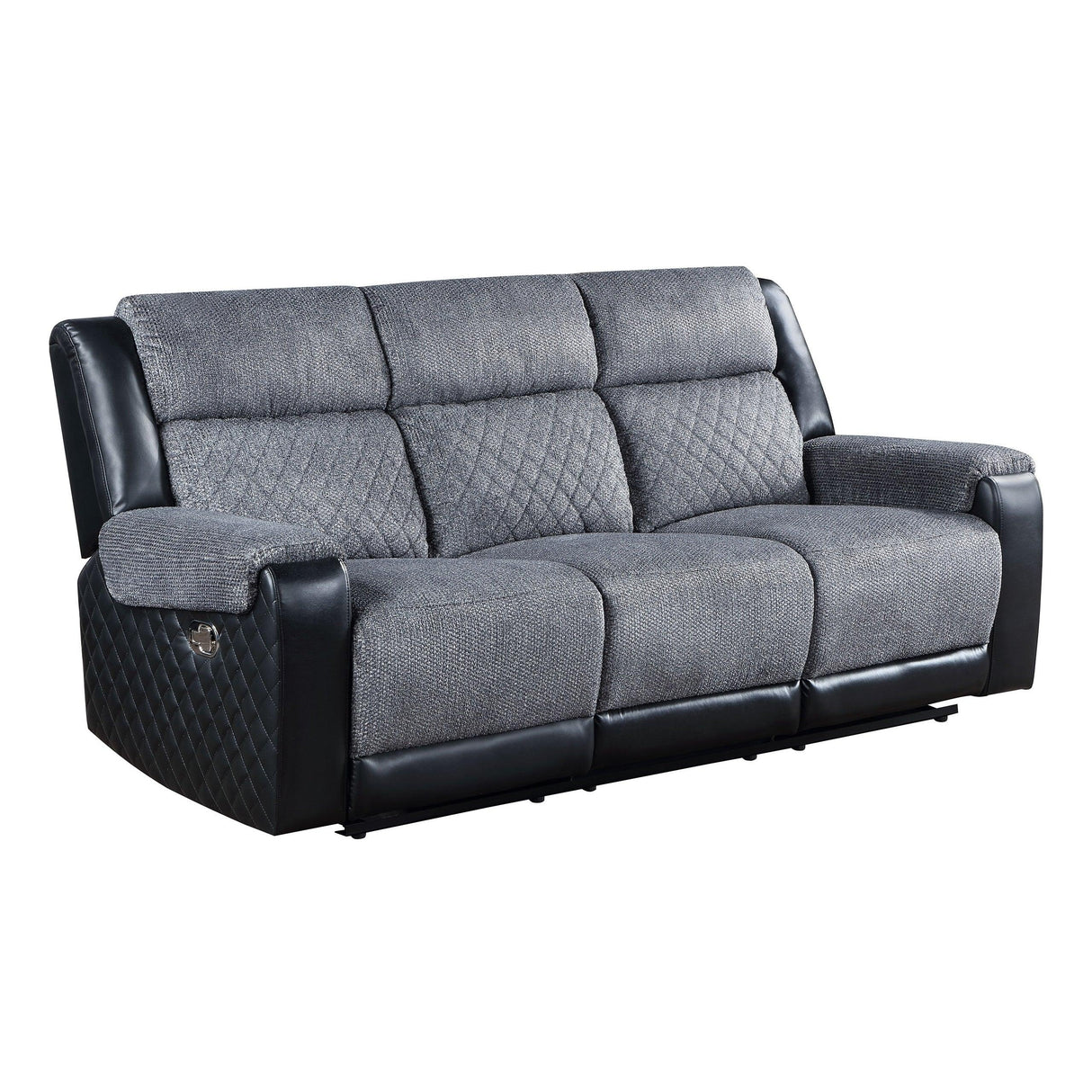 Reclining Sofa Two-Tone Upholstery Premium Gray and Black - Furniture Home Direct