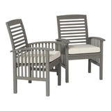 Modern 2 Piece Slat Back Patio Chairs With Cushions - Furniture Home Direct