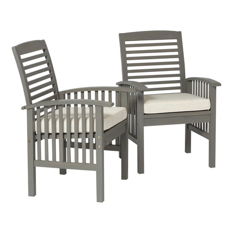 Modern 2 Piece Slat Back Patio Chairs With Cushions - Furniture Home Direct