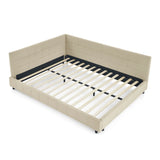 Mid-Century Storage Upholstered Tufted Bed Frame With Backrest And Armrests - Furniture Home Direct